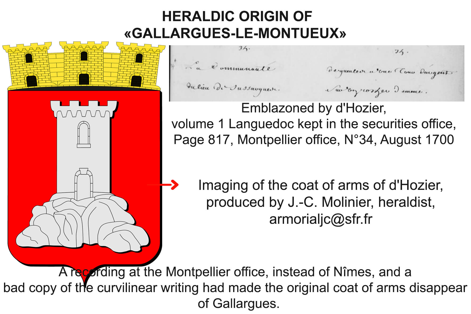 Emblazoned by Hozier: Hozier is the general judge of arms and coats of arms.